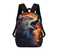 sinyumoney 3D Printed Colorful Wolf Portrait School Backpack With Big Pockets for Kids Children's Backpacks Boy Girl Book Bags Kids School Bag 17inch