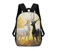 sinyumoney 3D Printed Contrasting Deer Duo Children Backpacks Kids Cute School Backpack Outdoor Casual Daypack for Boys Middle School Students 17inch