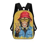 sinyumoney 3D Printed Cool Monkey with Peace Sign School Bag Boys Girls Children's School Backpack Casual Fashion Backpack for in School Or Travel 17inch