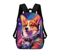 sinyumoney 3D Printed Corgi Astronaut in Space -4 Children School Backpack Fashion Rucksack Casual Travel 17inch Backpacks Large Capacity Daypack for Boys Girls