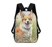 sinyumoney 3D Printed Corgi Sketch Children Backpacks Kids Cute School Backpack Outdoor Casual Daypack for Boys Middle School Students 17inch