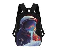 sinyumoney 3D Printed Cosmic Astronaut Helmet-9 Children's School Backpack for Kids High Capacity Travel Rucksacks Fashion Book Bags Kids School Bag Back Pack 17inch