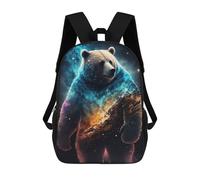 sinyumoney 3D Printed Cosmic Bear Artwork Children's School Backpack for Kids High Capacity Travel Rucksacks Fashion Book Bags Kids School Bag Back Pack 17inch