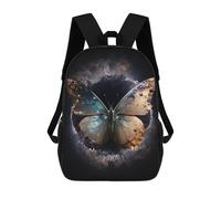 sinyumoney 3D Printed Cosmic Butterfly Artwork School Bag Boys Girls Children's 17inch Backpack School Backpack Casual Fashion Backpack for in School Or Travel