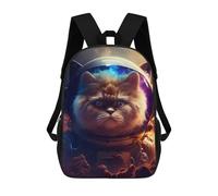 sinyumoney 3D Printed Cosmic Cat Explorer-4 Children Backpacks Kids Cute School Backpack Outdoor Casual Daypack for Boys Middle School Students 17inch