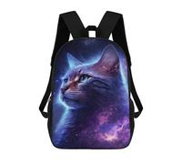 sinyumoney 3D Printed Cosmic Cat Galaxy Art Print-1 Children School Backpack Fashion Rucksack Casual Travel 17inch Backpacks Large Capacity Daypack for Boys Girls