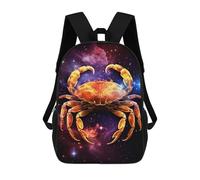 sinyumoney 3D Printed Cosmic Crab Artwork Children's School Backpack for Kids High Capacity Travel Rucksacks Fashion Book Bags Kids School Bag Back Pack 17inch