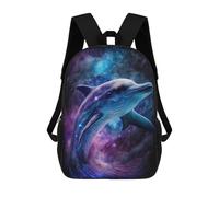 sinyumoney 3D Printed Cosmic Dolphin Art Print-5 Children School Backpack Fashion Rucksack Casual Travel 17inch Backpacks Large Capacity Daypack for Boys Girls