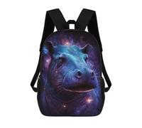 sinyumoney 3D Printed Cosmic Hippo Portrait-6 School Backpack for Kids Children's 17inch Backpacks Boy Girl Book Bags Kids School Bag
