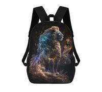 sinyumoney 3D Printed Cosmic Lion Majesty Children Backpacks Kids Cute School Backpack Outdoor Casual Daypack for Boys Middle School Students 17inch