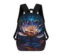 sinyumoney 3D Printed Cosmic Lotus Bloom School Backpack With Big Pockets for Kids, Children's Backpacks Book Bags Kids School Bag 17inch