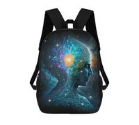 sinyumoney 3D Printed Cosmic Mind Profile Children School Bookbags Fashion Rucksack Casual Travel Children's Backpacks Large Capacity Daypack for Boys Girls 17inch