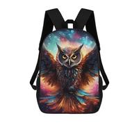 sinyumoney 3D Printed Cosmic Owl Artwork-3 Children's School Backpack for Kids High Capacity Travel Rucksacks Fashion Book Bags Kids School Bag Back Pack 17inch