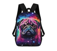 sinyumoney 3D Printed Cosmic Pug Portrait School Bag Boys Girls Children's 17inch Backpack School Backpack Casual Fashion Backpack for in School Or Travel