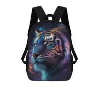 sinyumoney 3D Printed Cosmic Tiger Portrait Art Print Children's 17inch School Backpack for Kids High Capacity Travel Rucksacks Fashion Book Bags Kids School Bag