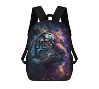 sinyumoney 3D Printed Cosmic Tiger Portrait Artwork-1 Children's 17inch School Backpack for Kids High Capacity Travel Rucksacks Fashion Book Bags Kids School Bag