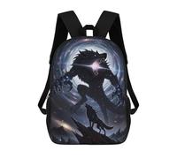 sinyumoney 3D Printed Cosmic Werewolf And Howling Wolf School Bag Boys Girls Children's School Backpack Casual Fashion Backpack for in School Or Travel 17inch