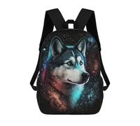 sinyumoney 3D Printed Cosmic Wolf Portrait-19 Children School Backpack Fashion Rucksack Casual Travel 17inch Backpacks Large Capacity Daypack for Boys Girls