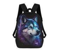 sinyumoney 3D Printed Cosmic Wolf Portrait Art Print-5 Children's 17inch School Backpack for Kids High Capacity Travel Rucksacks Fashion Book Bags Kids School Bag