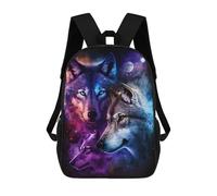 sinyumoney 3D Printed Cosmic Wolf Trio Art Print-3 Children's 17inch School Backpack for Kids High Capacity Travel Rucksacks Fashion Book Bags Kids School Bag