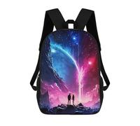 sinyumoney 3D Printed Cosmos Couple Lovers School Backpack for Kids Children's 17inch Backpacks Boy Girl Book Bags Kids School Bag