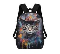 sinyumoney 3D Printed Cowboy Cat in Hat School Bag Boys Girls Children's School Backpack Casual Fashion Backpack for in School Or Travel 17inch