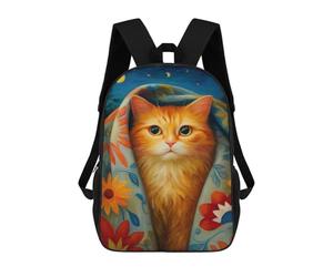 sinyumoney 3D Printed Cozy Cat Blanket Night Children's 17inch School Backpack for Kids High Capacity Travel Rucksacks Fashion Book Bags Kids School Bag