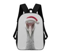 sinyumoney 3D Printed Crane with Santa Hat School Book Bags Fashion Kids Large Capacity Backpack Children School Bag Travel Rucksacks 17inch