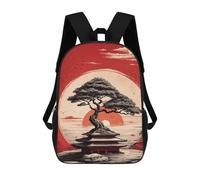 sinyumoney 3D Printed Crimson Bonsai School Backpack With Big Pockets for Kids, Children's Backpacks Book Bags Kids School Bag 17inch