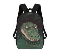 sinyumoney 3D Printed Crocodile Head School Book Bags Fashion Kids Large Capacity Backpack Children School Bag Travel Rucksacks 17inch