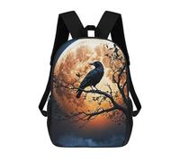 sinyumoney 3D Printed Crow Gazes at The Moon School Backpack for Kids Children's 17inch Backpacks Boy Girl Book Bags Kids School Bag