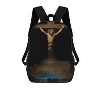 sinyumoney 3D Printed Crucifixion with Waterfall School Bags Kids 17inch Backpacks Casual Fashion School Bag Backpacks Book Bags for Boys Elementary And Middle School Students
