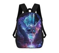 sinyumoney 3D Printed Crystal Bat Skull Children School Backpack Fashion Rucksack Casual Travel 17inch Backpacks Large Capacity Daypack for Boys Girls