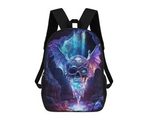 sinyumoney 3D Printed Crystal Bat Skull Children School Backpack Fashion Rucksack Casual Travel 17inch Backpacks Large Capacity Daypack for Boys Girls