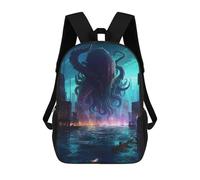 sinyumoney 3D Printed Cthulhu Rising Cityscape School Book Bags Fashion Kids Large Capacity Backpack Children School Bag Travel Rucksacks 17inch