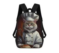 sinyumoney 3D Printed Culinary Cat Chef -1 School Bag Boys Girls Children's School Backpack Casual Fashion Backpack for in School Or Travel 17inch