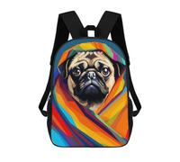 sinyumoney 3D Printed Cute Blanket Pug Pixel Art School Backpack Book 17inch Bags Fashion Backpacks Large Capacity Backpack Children Travel Rucksacks
