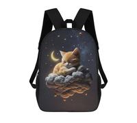 sinyumoney 3D Printed Cute Cat Dreaming on Cloud School Bag Boys Girls Children's School Backpack Casual Fashion Backpack for in School Or Travel 17inch