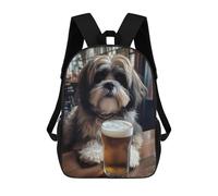 sinyumoney 3D Printed Cute Dog Drinking Beer Children Backpacks Kids Cute School Backpack Outdoor Casual Daypack for Boys Middle School Students 17inch