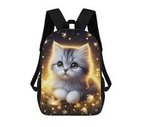 sinyumoney 3D Printed Cute Kitten with Fireflies School Bag Boys Girls Children's 17inch Backpack School Backpack Casual Fashion Backpack for in School Or Travel