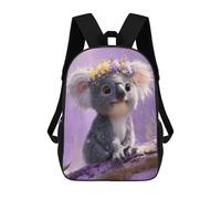 sinyumoney 3D Printed Cute Koala with Flower Crown School Bags Kids 17inch Backpacks Casual Fashion School Bag Backpacks Book Bags for Boys Elementary And Middle School Students