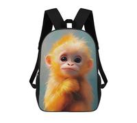 sinyumoney 3D Printed Cute Monkey Portrait Children School Backpack Fashion Rucksack Casual Travel 17inch Backpacks Large Capacity Daypack for Boys Girls
