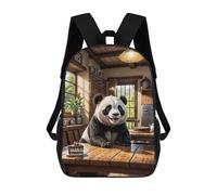 sinyumoney 3D Printed Cute Panda with Cake School Bag Boys Girls Children's School Backpack Casual Fashion Backpack for in School Or Travel 17inch