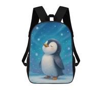 sinyumoney 3D Printed Cute Penguin in Winter Snowfall Children Backpacks Kids Cute School Backpack Outdoor Casual Daypack for Boys Middle School Students 17inch