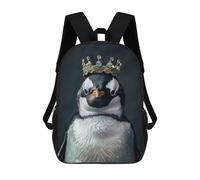 sinyumoney 3D Printed Cute Penguin King School Book Bags Fashion Kids Large Capacity Backpack Children School Bag Travel Rucksacks 17inch