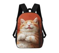 sinyumoney 3D Printed Cute Sleeping Tabby Kitten Children Backpacks Kids Cute School Backpack Outdoor Casual Daypack for Boys Middle School Students 17inch
