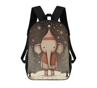 sinyumoney 3D Printed Cute Xmas Elephant School Bags Kids Backpacks Casual Fashion Backpacks Book Bags for Boys Elementary And Middle School Students 17inch