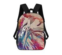 sinyumoney 3D Printed Cycling Watercolor Art School Backpack With Big Pockets for Kids Children's Backpacks Boy Girl Book Bags Kids School Bag 17inch