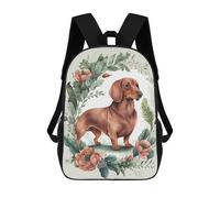 sinyumoney 3D Printed Dachshund Floral Portrait School Backpack for Kids Children's 17inch Backpacks Boy Girl Book Bags Kids School Bag