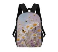 sinyumoney 3D Printed Daisy Field with Bees Children's School Backpack for Kids High Capacity Travel Rucksacks Fashion Book Bags Kids School Bag Back Pack 17inch